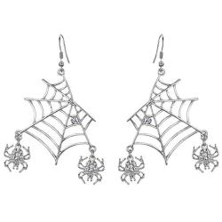 EVER FAITH Miraculous Halloween Jewelry Austrian Crystal Vivid Spider Hollow Web Animal Hook Earrings for Women