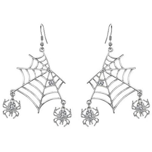 EVER FAITH Miraculous Halloween Jewelry Austrian Crystal Vivid Spider Hollow Web Animal Hook Earrings for Women