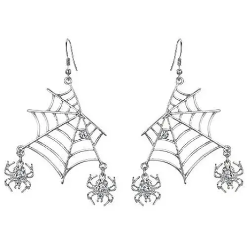EVER FAITH Miraculous Halloween Jewelry Austrian Crystal Vivid Spider Hollow Web Animal Hook Earrings for Women