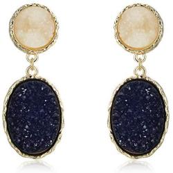 MVCOLEDY Druzy Stud Earrings Minimalist Stone Stunning Gold Plating Sparkly Drop Dangle Crystal Earrings Women Gift Fashion Jewelry