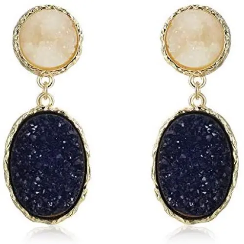 MVCOLEDY Druzy Stud Earrings Minimalist Stone Stunning Gold Plating Sparkly Drop Dangle Crystal Earrings Women Gift Fashion Jewelry MVCOLEDY Druzy Stud Earrings Minimalist Stone Stunning Gold Plating Sparkly Drop Dangle Crystal Earrings Women Gift Fashion Jewelry