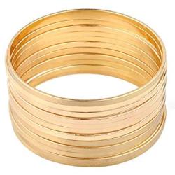 Nicole Miller New York Gold Multibangle Set of 12 Plain Matte Glossy Bangle Bracelets