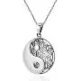 AeraVida Yin Yang Balance Flower of Life .925 Sterling Silver Pendant Necklace