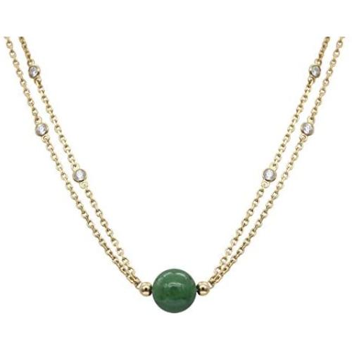 Stellia Coveted Jade Necklace Gold Plated Chain