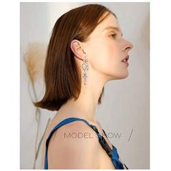 CZ Bridal Earrings for Wedding 14k White Gold Plated Wedding Earrings for Bride Bridesmaids Crystal Cubic Zirconia Rhinestone Cluster Floral Leaf Earrings Elegant Bridal Jewelry for Women Girls