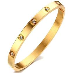 YCSLYW Love Friendship Stainless Steel Bracelet Bracelet Hinge Love Jewelry with Crystal Bracelet Gift Gift for Female Teen Girl