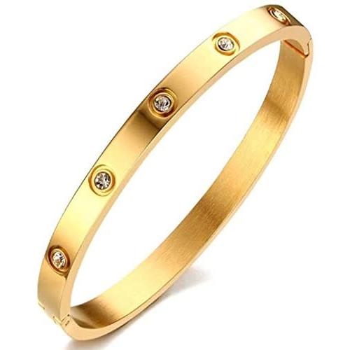 YCSLYW Love Friendship Stainless Steel Bracelet Bracelet Hinge Love Jewelry with Crystal Bracelet Gift Gift for Female Teen Girl