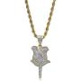 TOPGRILLZ Iced Out Lab Simulated Diamond Bling Bubble Rose Pendant Necklace for Women Men Fashion Valentine Gifts