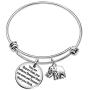 OBSUN Inspirational Women Bracelet Compass Elephant Stainless Steel Engraved Message Best Friend Sister Gift with Gift Box for Women Girls