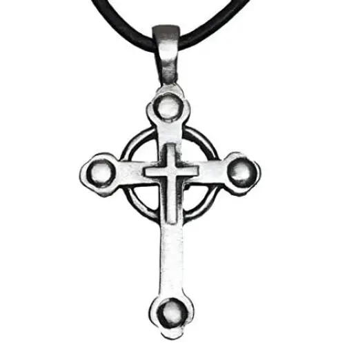 Trilogy Jewelry Pewter Christian Cross with Celtic Ring Pendant on Leather Necklace Trilogy Jewelry Pewter Christian Cross with Celtic Ring Pendant on Leather Necklace