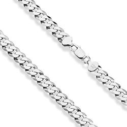 Miabella Solid 925 Sterling Silver Italian 9mm Solid Diamond-Cut Cuban Link Curb Chain Necklace for Men 18, 20,22, 24, 26, 28, 30 Inch Made in Italy