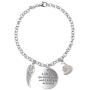 Adjustable 8.5” Stainless Steel Bracelet I Will Hold You in My Heart Until I Hold You in Heaven Son Angel Wing. Personalize with Clip on Charms 67T