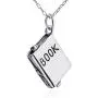 Sterling Silver Small 3D Book Charm Necklace, 18'' Chain