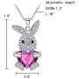 EleQueen Womens Silver-tone Bunny Heart Pendant Necklace Adorned with Crystals