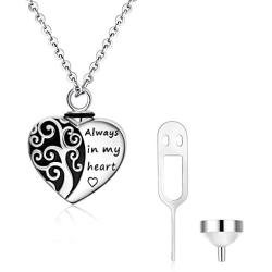 YFN Urn Necklaces for Ashes Sterling Silver for Women Men,Cremation Jewelry for Ashes,Always in My Heart Memory Necklace Gift, Easter Keepsake for Women