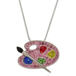PammyJ Paint Palette Pendant Necklace for Artists Painters, 17.5''