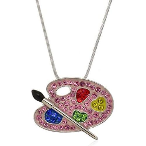 PammyJ Paint Palette Pendant Necklace for Artists Painters, 17.5''