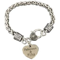 50th Birthday Charm Bracelet, Fabulous and Fifty Bracelet Birthday Gift, 50th Birthday Gift Ideas for Her