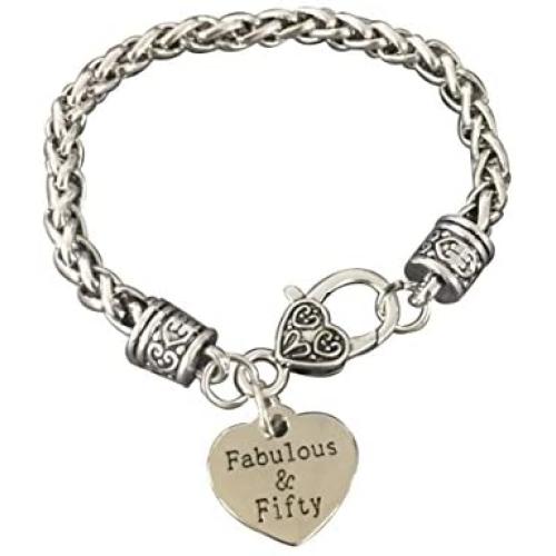 50th Birthday Charm Bracelet, Fabulous and Fifty Bracelet Birthday Gift, 50th Birthday Gift Ideas for Her