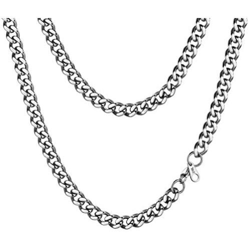 Cuban Chain Link Necklace Mens Women 6mm/9mm Wide 316L Stainless Steel Necklaces Curb Link Chains 18k Gold/Black Gun Plated Hip hop Street Jewelry