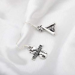 FUSTMW Baseball Earrings Baseball Bat Accessories Jewelry Dangle Earrings Softball Player Coach Jewelry Gifts for Baseball Lovers