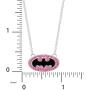 DC Comics Batgirl Silver Plated Black Logo Rose Crystal Pendant, 18''