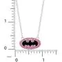 DC Comics Batgirl Silver Plated Black Logo Rose Crystal Pendant, 18''