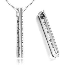 ONEFINITY Best Friend Sister Necklaces Gifts for Sister Sterling Silver Friendship Bar Necklace Friend Birthday Gifts for Sister Friends