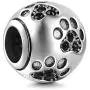 Dog Paw Print Charms with Various Birthstone Crystals, 925 Sterling Silver Pawprint Beads for 3mm Snake Chain, Pet Lover Gifts for European Women Bracelet
