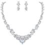 EVER FAITH Bridal Jewelry Set Clear Austrian Crystal Simulated Pearl Leaf Elegant Necklace Earrings for Bride, Bridesmaids