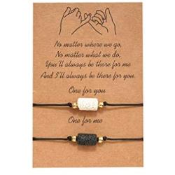 FUTIMELY Volcanic Stone Couples Bracelet,Pinky Promise Forever Best Friend Bracelet,Anxiety Aromatherapy Essential Oil Diffuser Healing Lava Bracelet for Teen essential oil bracelets