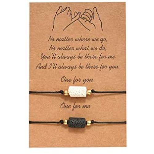 FUTIMELY Volcanic Stone Couples Bracelet,Pinky Promise Forever Best Friend Bracelet,Anxiety Aromatherapy Essential Oil Diffuser Healing Lava Bracelet for Teen essential oil bracelets