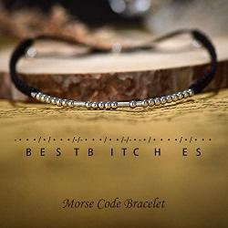 Shonyin Morse Code Bracelets for 2 Matching Adjustable Bracelet Set Funny Jewelry Unique Gift for Women Men
