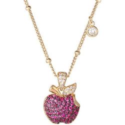 Disney Villains Evil Queen Yellow Gold Plated Sterling Silver Cubic Zirconia Bitten Apple Necklace, Official License