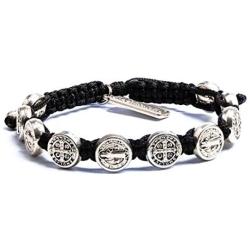 My Saint My Hero Handwoven Blessing Bracelet with Benedictine Metal Charms