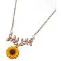 NICEMOVIC Sunflower Pearl Necklace,Sweet Resin Daisy Flower Choker Necklace Leaf Pendant Necklace Fashion Jewelry Gift for Women and Girls.(Rose Gold)