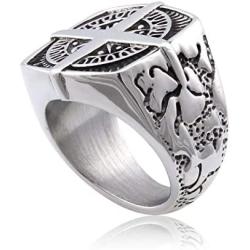 Gungneer Compass Ring for Men Stainless Steel Protective Lucky Charm Amulet United State Navy Jewelry Accessory