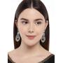 Aheli Boho Oxidized Indian Laxmi Goddess Dangle Earrings with Faux Stone Studded Ethnic Fashion Jewelry for Women