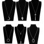 Ofeiyaa 10Pcs Long Pendant Necklace Simple Moon Bar Three Triangle Tassel Lock Sweater Y Shape Punk Chain Choker Necklace for Women Men Gold Silver Tone