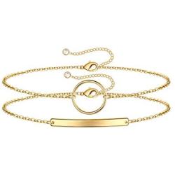 IEFWELL Dainty Gold Layered Bracelets for Women, 14K Gold Plated Layered Bead Bracelets Handmade Tiny Cute Elegant Turquoise Pearls Bar Beaded Gold Evil Eye Gifts for Women Teen Girls