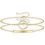 IEFWELL Dainty Gold Layered Bracelets for Women, 14K Gold Plated Layered Bead Bracelets Handmade Tiny Cute Elegant Turquoise Pearls Bar Beaded Gold Evil Eye Gifts for Women Teen Girls
