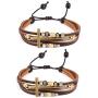 2 Pcs Vintage Handmade Wristband Religious Cross Wrap Bracelets Women Leather Christian Jewelry for Confirmation Gifts, Adjustable