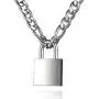 DIBOLA Padlock Necklace Stainless Steel Lock Chain for Men Women Silver 18-24 inch DIBOLA Padlock Necklace Stainless Steel Lock Chain for Men Women Silver 18-24 inch