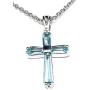 P0157 Cross Mt St Helens Green Helenite May Birthstone Sterling Silver Pendant