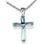 P0157 Cross Mt St Helens Green Helenite May Birthstone Sterling Silver Pendant
