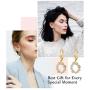 E 18K Gold Plated Leverback Drop Earrings for Women, Round Dangle Earring with Rainbow Cubic Zirconia, 925 Sterling Silver Secure Lever-back