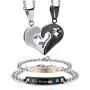 FIBO STEEL 4 Pcs Couples Necklace Bracelets Set for Women Men Matching His and Hers Love Heart Relationship Jewelry Gifts FIBO STEEL 4 Pcs Couples Necklace Bracelets Set for Women Men Matching His and Hers Love Heart Relationship Jewelry Gifts
