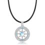 Compass Necklace, 925 Sterling Silver with Rainbow Moonstone, Inspirational Compass Jewelry Gift for Women Girlfriend Daughter with Gift Box