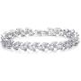 EVER FAITH Glamorous Cubic Zircon Wedding 2 Layers Small Leaf Roman Tennis Bracelet for Brides