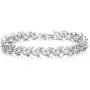 EVER FAITH Glamorous Cubic Zircon Wedding 2 Layers Small Leaf Roman Tennis Bracelet for Brides